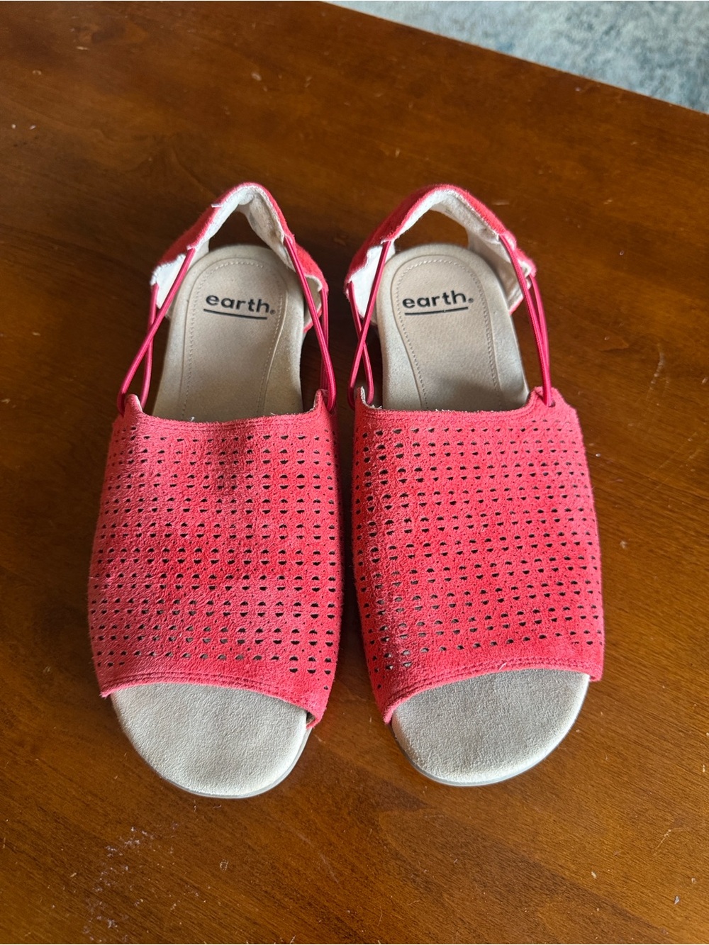 earth® Women’s Spicy Red Perforated Slingback Sandals Leather Upper